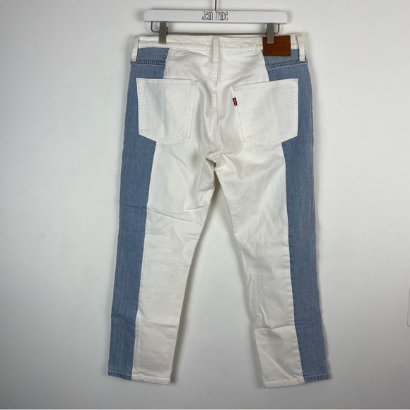 Levi's 501 Jeans Womens Taper Cropped Spliced Ankle Two Tone Button Fly Size 34 - Picture 3 of 8